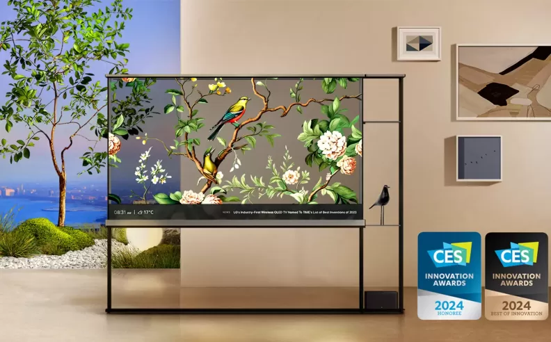 ابتكارات تلفزيون LG OLED T: الشفافية والتصميم المعياري
