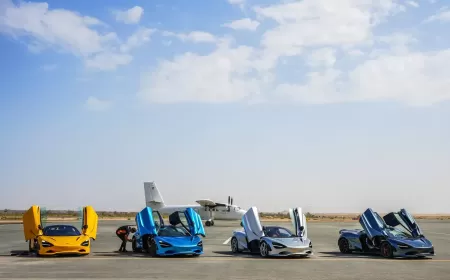 عشّاق السيّارات الخارقة والمحترفون في القفز المظلّي وأبطال سباق السيّارات اجتمعوا على أحد المدرجات في أبوظبي للاحتفال بطرح سيّارة ماكلارين الجديدة 750S
