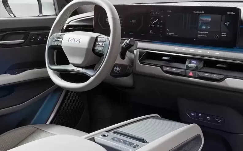 A high-tech cabin with a large infotainment display