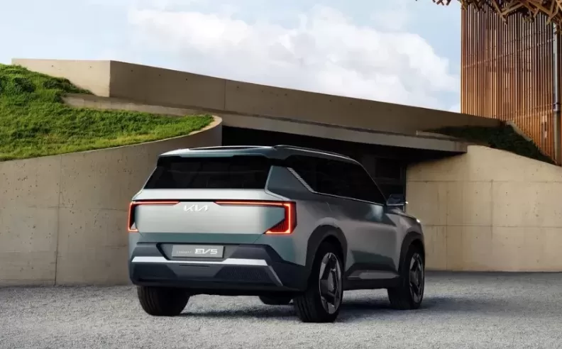 The Kia EV5 is a sleek and modern-looking crossover SUV