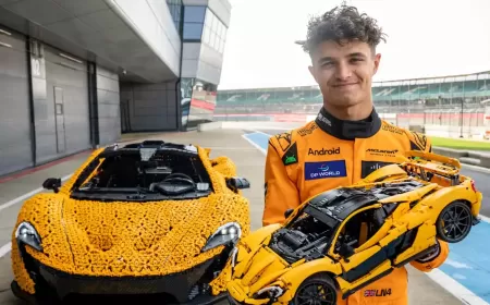 Lando Norris in a McLaren P1 Made of Lego