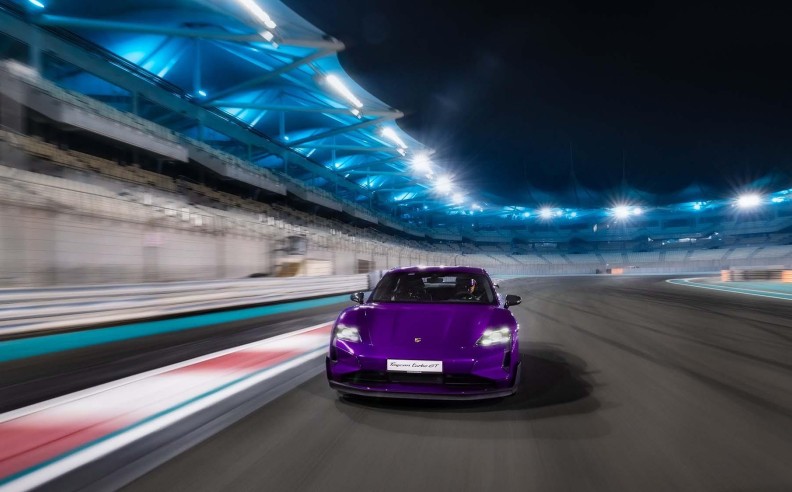 Porsche Taycan Turbo GT sets official production EV lap record at Yas Marina Circuit