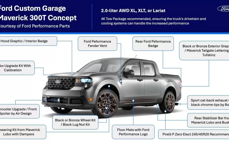 محرك موستانج داخل شاحنة مافريك